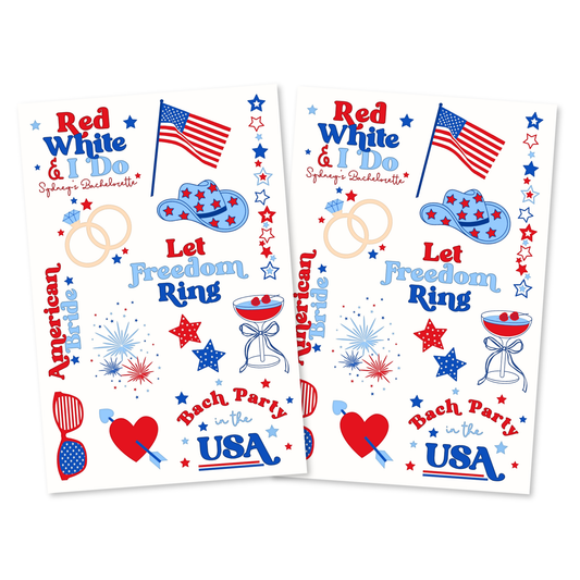 Bach Party in the USA Bachelorette Temporary Tattoo Sheets
