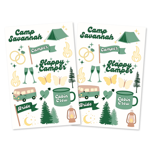 Camp Bachelorette Temporary Tattoo Sheets
