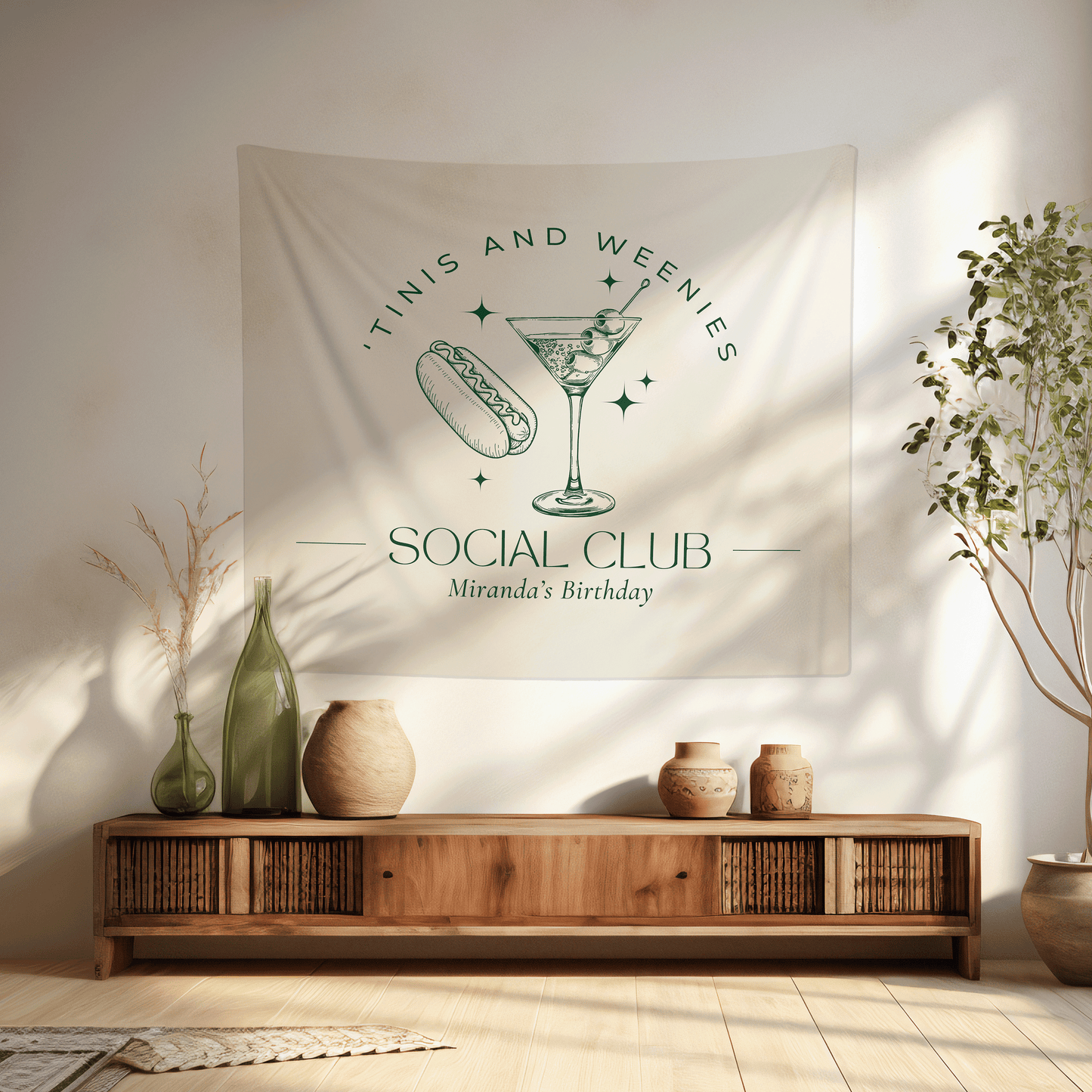 Tinis and Weenies Birthday Party Banner