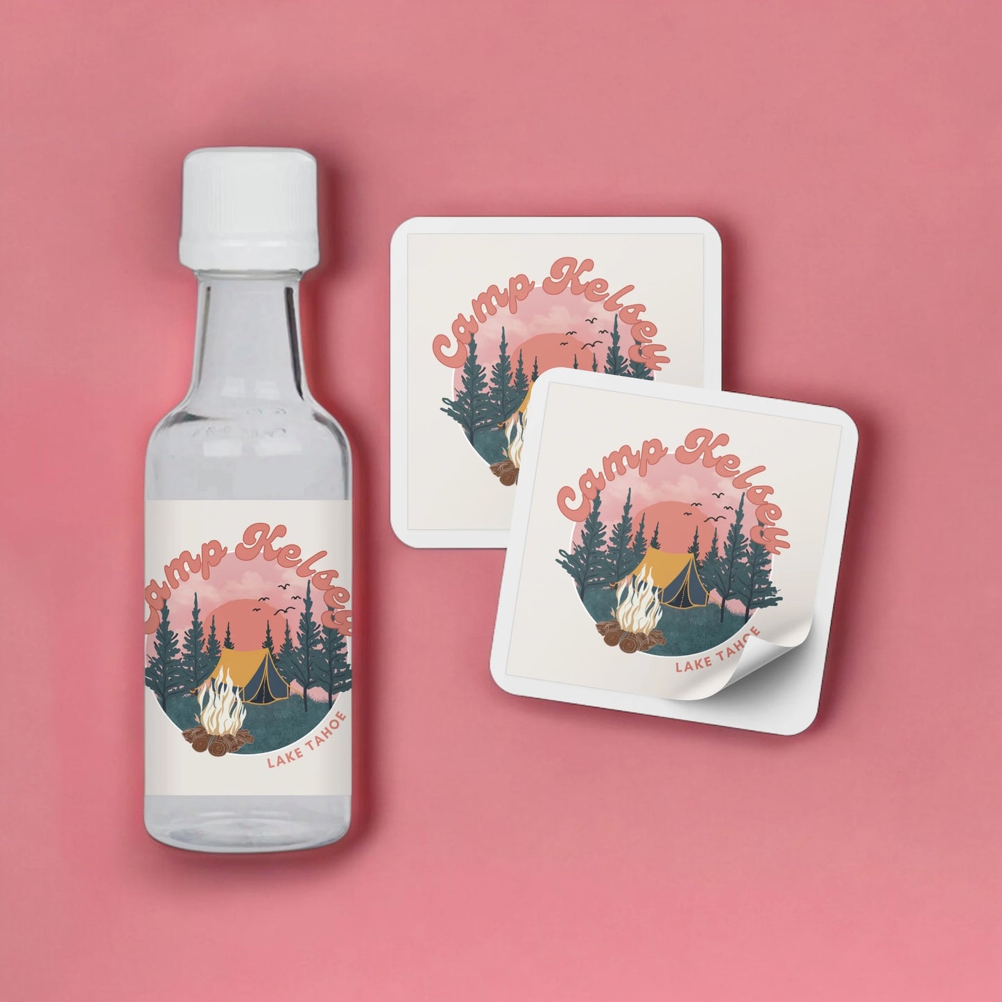 Pink Camp Bach Bachelorette Party Mini Liquor Label