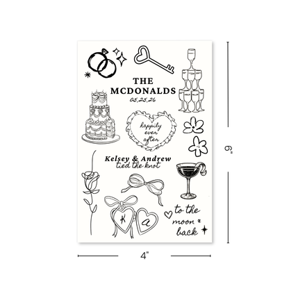Whimsical Wedding Temporary Tattoo Sheets
