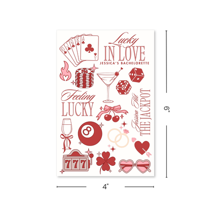 Lucky in Love Bachelorette Temporary Tattoo Sheets
