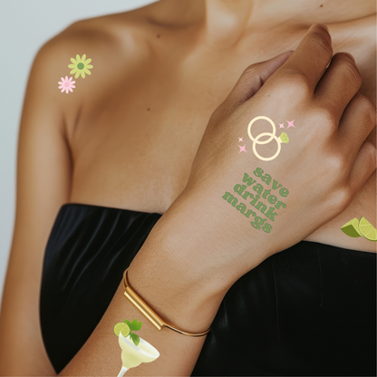 Margs & Matrimony Bachelorette Temporary Tattoo Sheets