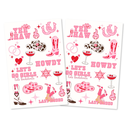Last Rodeo Bachelorette Temporary Tattoo Sheets